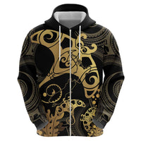 Black And Gold Aotearoa Whai Hoodie NZ Stingrays Maori Curves Style LT14 - Polynesian Pride