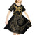 Black And Gold Aotearoa Whai Kid Short Sleeve Dress NZ Stingrays Maori Curves Style