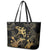 Black And Gold Aotearoa Whai Leather Tote Bag NZ Stingrays Maori Curves Style