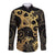 Black And Gold Aotearoa Whai Long Sleeve Button Shirt NZ Stingrays Maori Curves Style