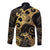 Black And Gold Aotearoa Whai Long Sleeve Button Shirt NZ Stingrays Maori Curves Style