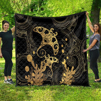 Black And Gold Aotearoa Whai Quilt NZ Stingrays Maori Curves Style LT14 - Polynesian Pride