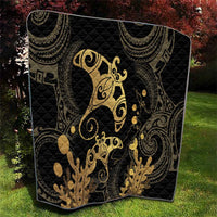 Black And Gold Aotearoa Whai Quilt NZ Stingrays Maori Curves Style LT14 - Polynesian Pride