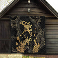 Black And Gold Aotearoa Whai Quilt NZ Stingrays Maori Curves Style LT14 - Polynesian Pride