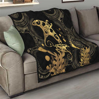 Black And Gold Aotearoa Whai Quilt NZ Stingrays Maori Curves Style LT14 - Polynesian Pride