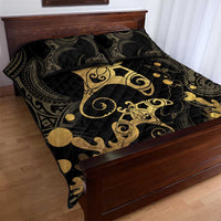 Black And Gold Aotearoa Whai Quilt Bed Set NZ Stingrays Maori Curves Style LT14 - Polynesian Pride
