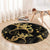 Black And Gold Aotearoa Whai Round Carpet NZ Stingrays Maori Curves Style