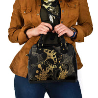 Black And Gold Aotearoa Whai Shoulder Handbag NZ Stingrays Maori Curves Style LT14 - Polynesian Pride