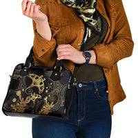 Black And Gold Aotearoa Whai Shoulder Handbag NZ Stingrays Maori Curves Style LT14 - Polynesian Pride