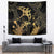 Black And Gold Aotearoa Whai Tapestry NZ Stingrays Maori Curves Style