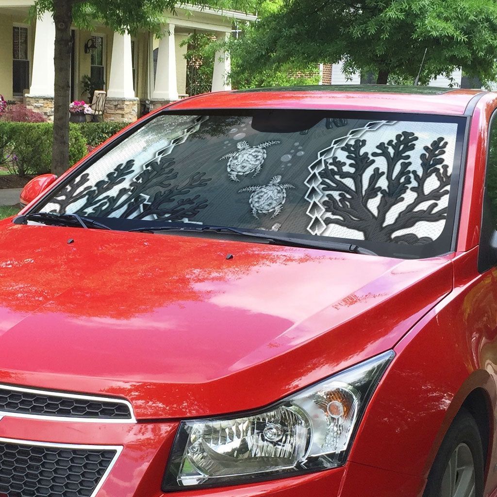 Black Coral Hawaii Auto Sun Shade Ekaha Ku Moana Honu Sea Turtle LT14 - Polynesian Pride