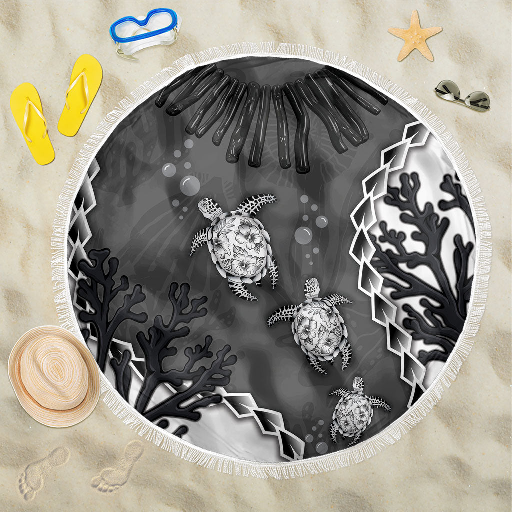 Black Coral Hawaii Beach Blanket Ekaha Ku Moana Honu Sea Turtle LT14 One Size 150cm Gray - Polynesian Pride