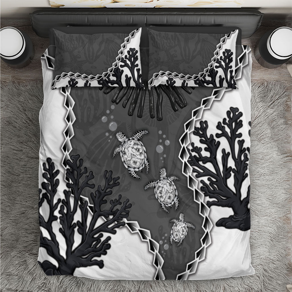 Black Coral Hawaii Bedding Set Ekaha Ku Moana Honu Sea Turtle LT14 Gray - Polynesian Pride