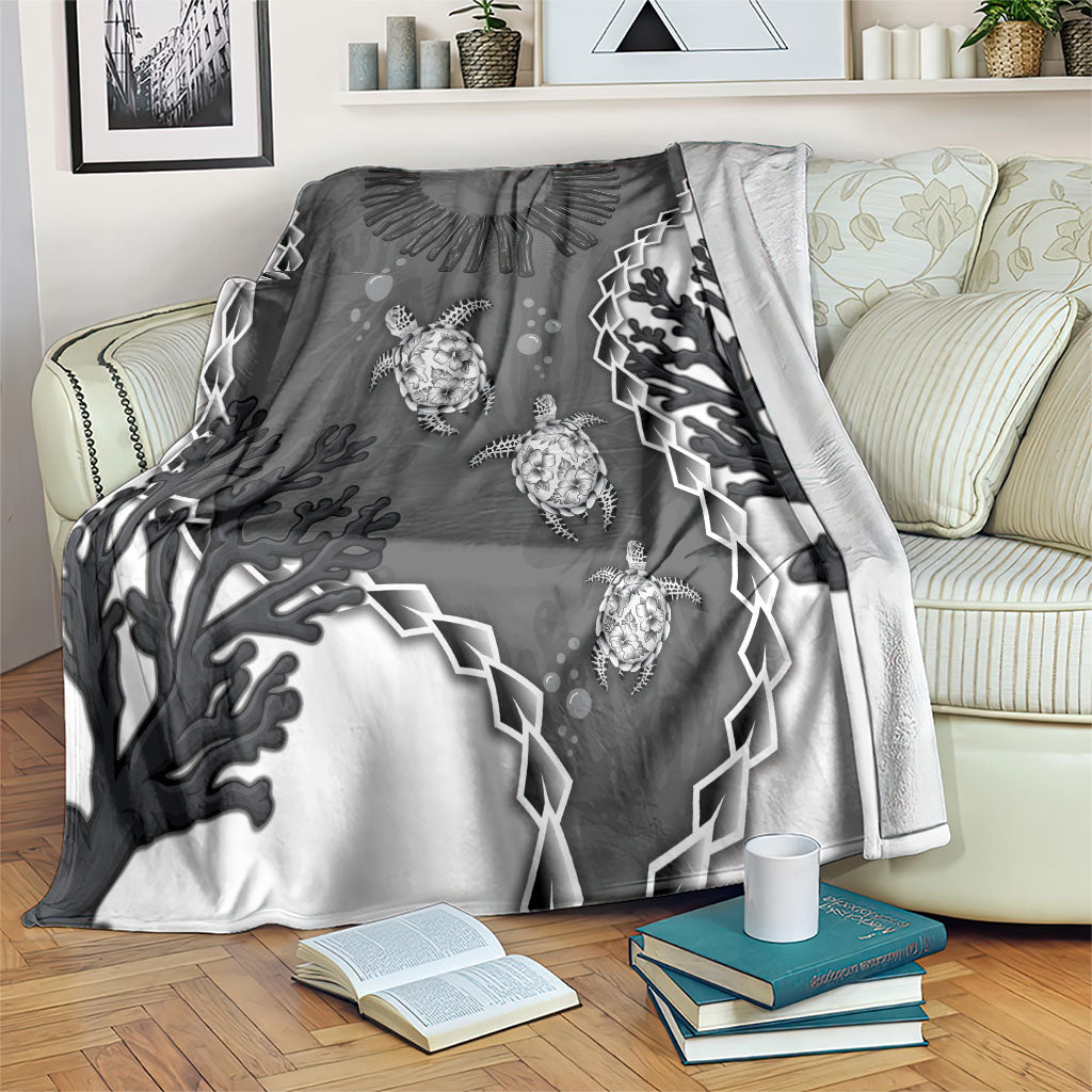 Black Coral Hawaii Blanket Ekaha Ku Moana Honu Sea Turtle LT14 Gray - Polynesian Pride