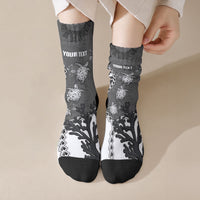 Personalized Black Coral Hawaii Crew Socks Ekaha Ku Moana Honu Sea Turtle LT14 Crew Socks Gray - Polynesian Pride