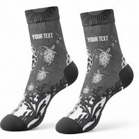 Personalized Black Coral Hawaii Crew Socks Ekaha Ku Moana Honu Sea Turtle LT14 - Polynesian Pride