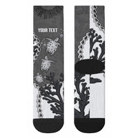 Personalized Black Coral Hawaii Crew Socks Ekaha Ku Moana Honu Sea Turtle LT14 - Polynesian Pride