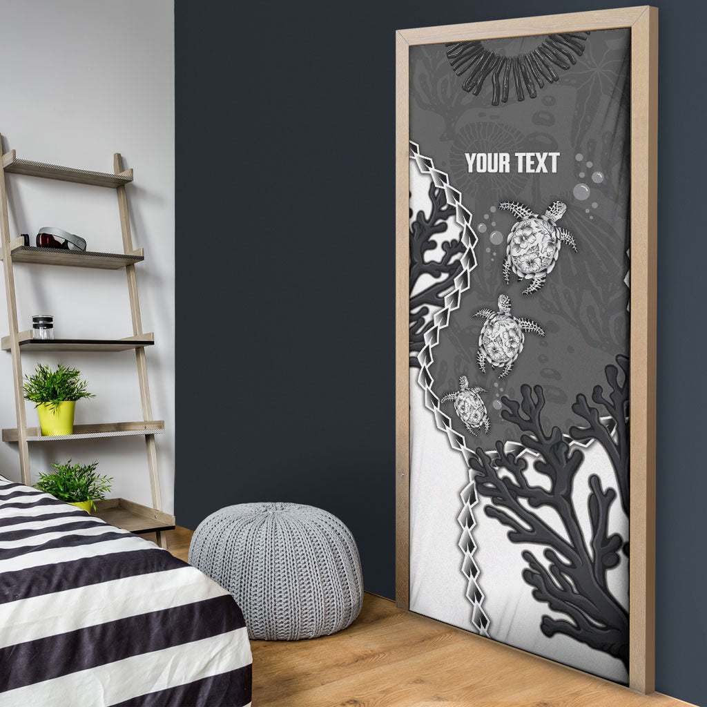 Personalized Black Coral Hawaii Door Cover Ekaha Ku Moana Honu Sea Turtle LT14 - Polynesian Pride