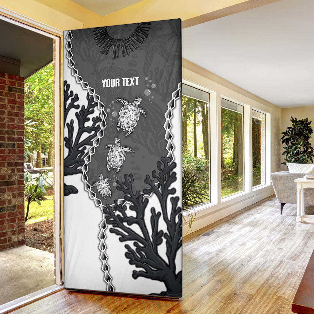 Personalized Black Coral Hawaii Door Cover Ekaha Ku Moana Honu Sea Turtle LT14 - Polynesian Pride