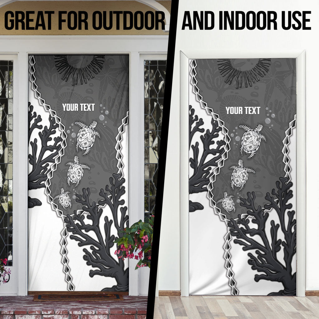 Personalized Black Coral Hawaii Door Cover Ekaha Ku Moana Honu Sea Turtle LT14 - Polynesian Pride