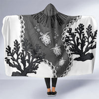Black Coral Hawaii Hooded Blanket Ekaha Ku Moana Honu Sea Turtle LT14 One Size Gray - Polynesian Pride