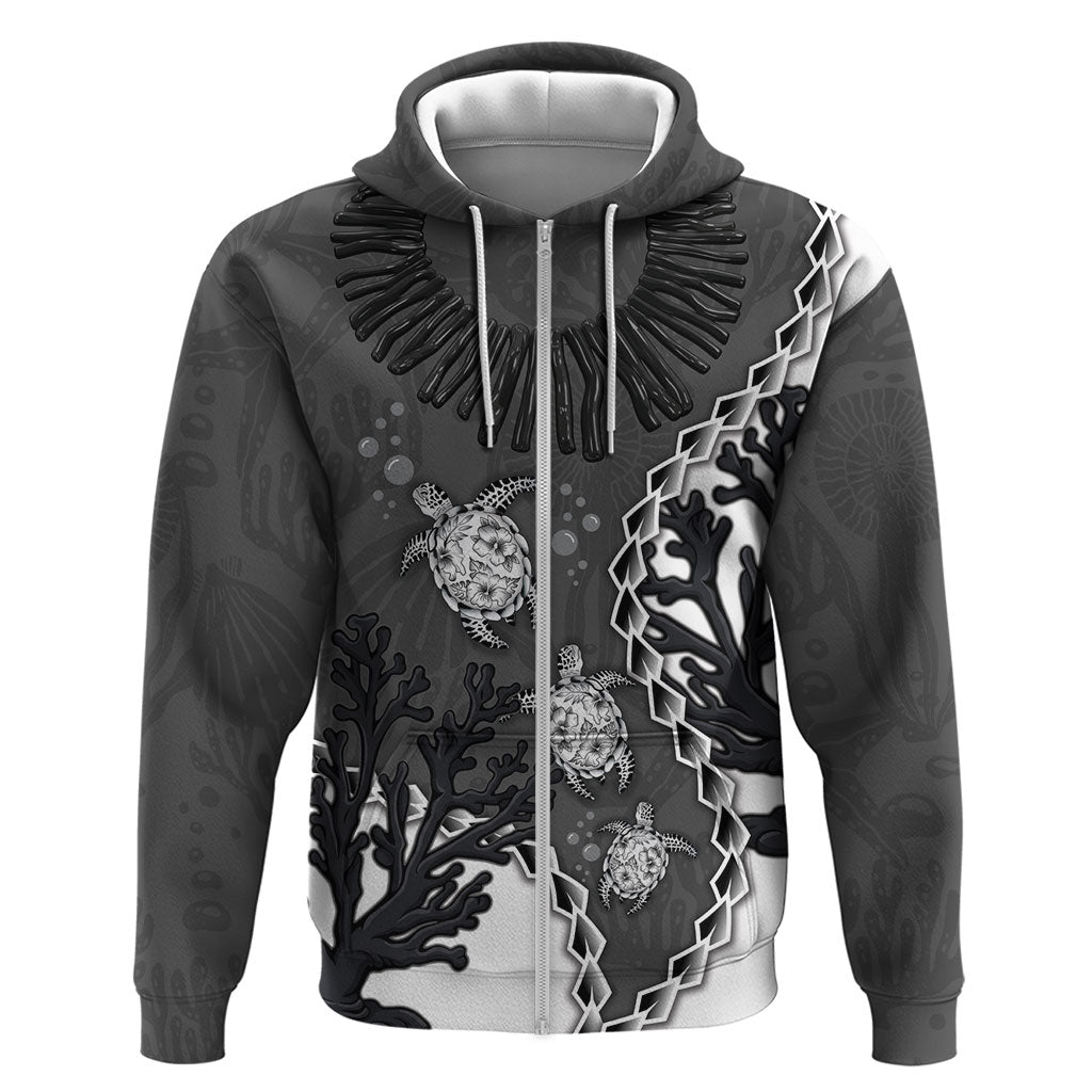 Personalized Black Coral Hawaii Hoodie Ekaha Ku Moana Honu Sea Turtle LT14 Zip Hoodie Gray - Polynesian Pride
