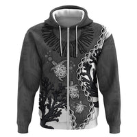 Personalized Black Coral Hawaii Hoodie Ekaha Ku Moana Honu Sea Turtle LT14 Zip Hoodie Gray - Polynesian Pride