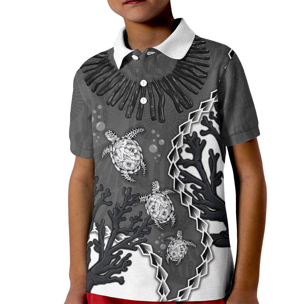 Personalized Black Coral Hawaii Kid Polo Shirt Ekaha Ku Moana Honu Sea Turtle LT14 Kid Gray - Polynesian Pride