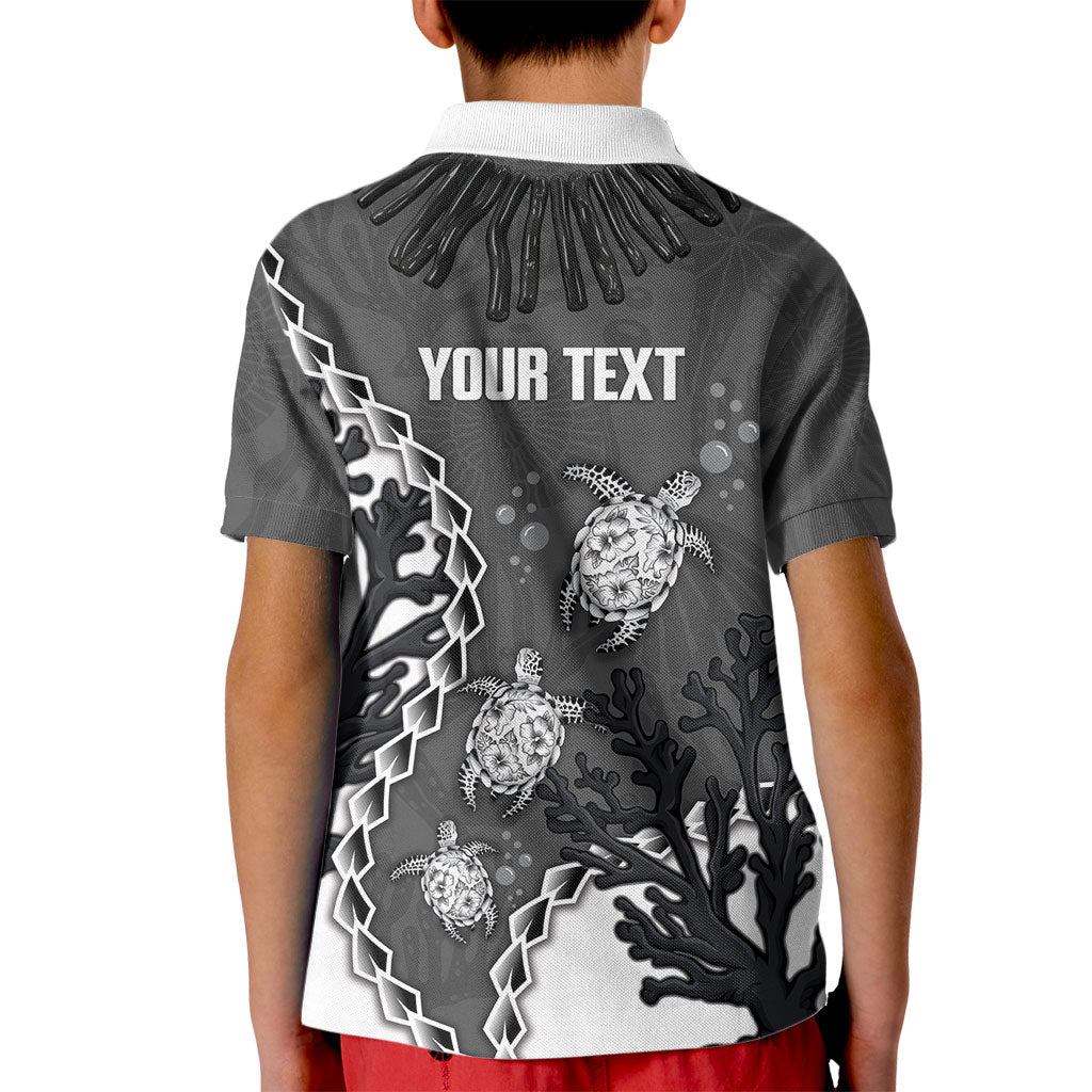 Personalized Black Coral Hawaii Kid Polo Shirt Ekaha Ku Moana Honu Sea Turtle LT14 - Polynesian Pride