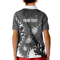 Personalized Black Coral Hawaii Kid Polo Shirt Ekaha Ku Moana Honu Sea Turtle LT14 - Polynesian Pride
