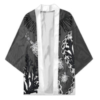 Personalized Black Coral Hawaii Kimono Ekaha Ku Moana Honu Sea Turtle LT14 Unisex Gray - Polynesian Pride