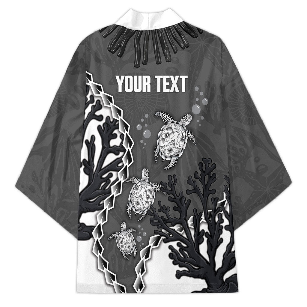 Personalized Black Coral Hawaii Kimono Ekaha Ku Moana Honu Sea Turtle LT14 - Polynesian Pride