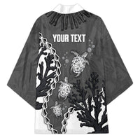 Personalized Black Coral Hawaii Kimono Ekaha Ku Moana Honu Sea Turtle LT14 - Polynesian Pride