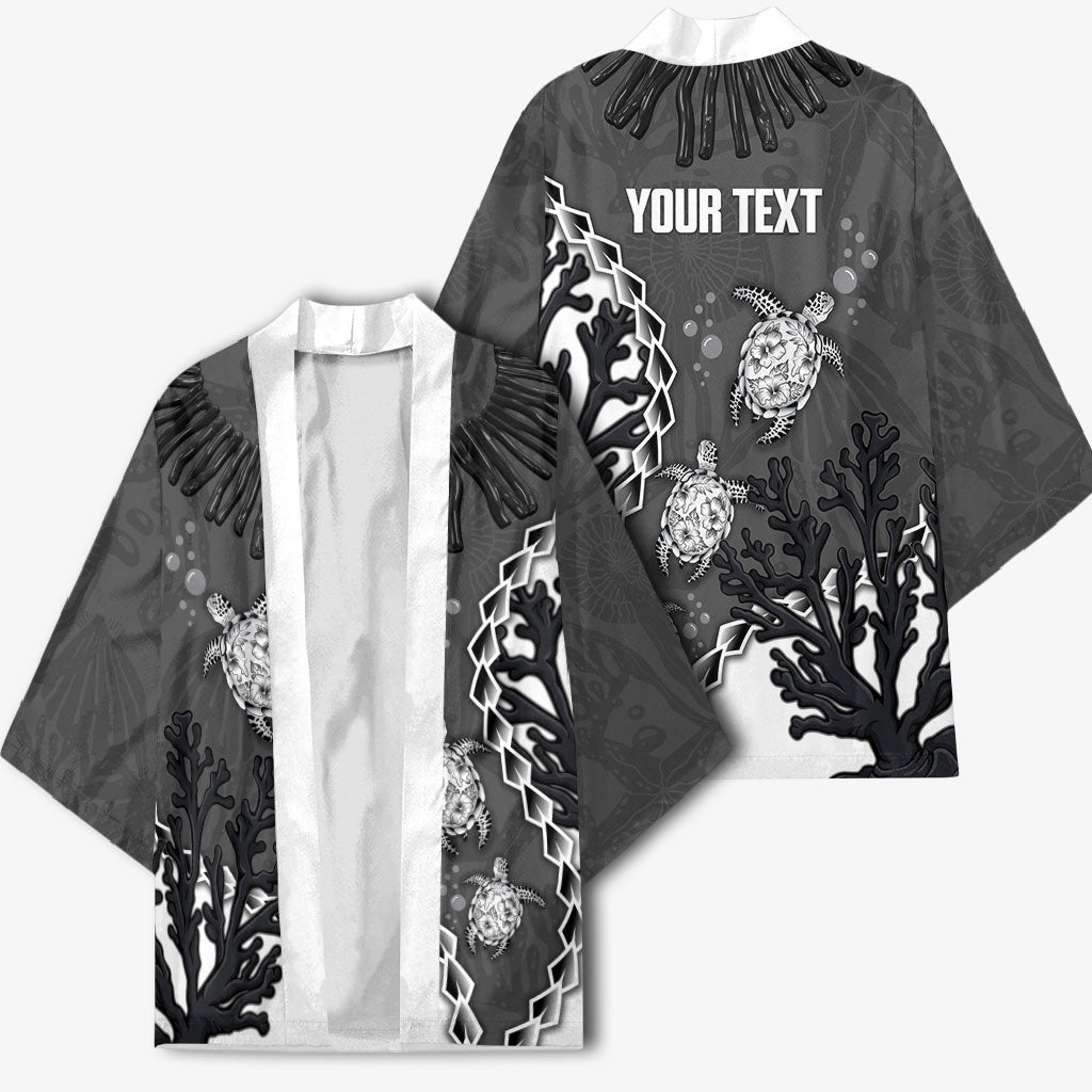 Personalized Black Coral Hawaii Kimono Ekaha Ku Moana Honu Sea Turtle LT14 - Polynesian Pride