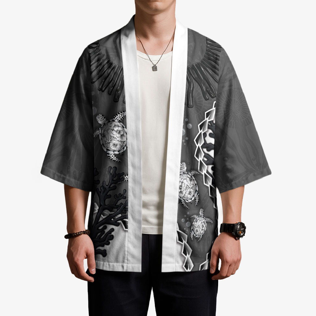 Personalized Black Coral Hawaii Kimono Ekaha Ku Moana Honu Sea Turtle LT14 - Polynesian Pride