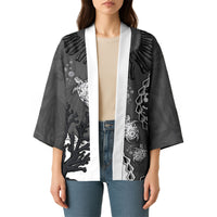 Personalized Black Coral Hawaii Kimono Ekaha Ku Moana Honu Sea Turtle LT14 - Polynesian Pride