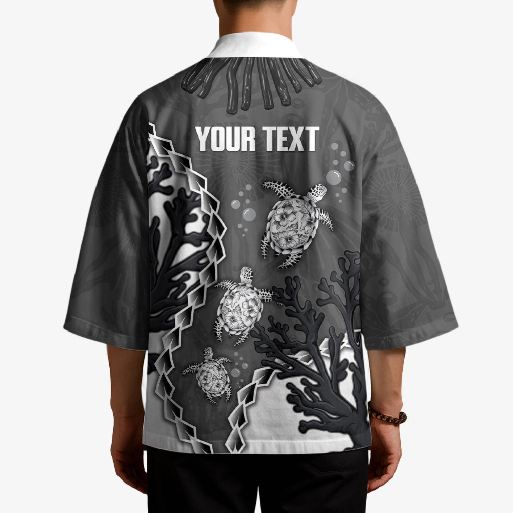 Personalized Black Coral Hawaii Kimono Ekaha Ku Moana Honu Sea Turtle LT14 - Polynesian Pride