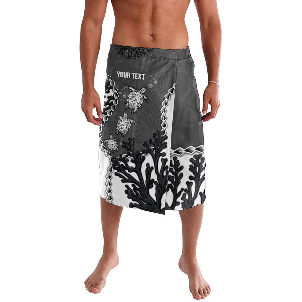 Personalized Black Coral Hawaii Lavalava Ekaha Ku Moana Honu Sea Turtle LT14 Gray - Polynesian Pride
