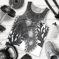 Personalized Black Coral Hawaii Men Tank Top Ekaha Ku Moana Honu Sea Turtle LT14 - Polynesian Pride