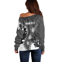 Personalized Black Coral Hawaii Off Shoulder Sweater Ekaha Ku Moana Honu Sea Turtle LT14 - Polynesian Pride