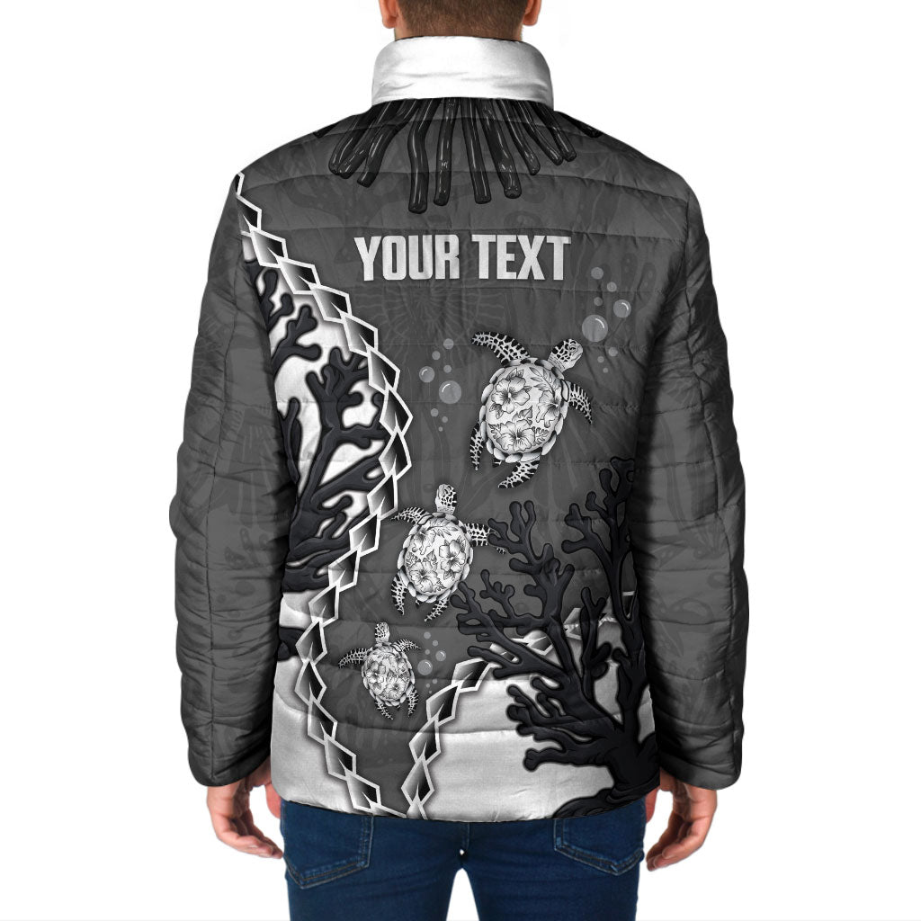 Personalized Black Coral Hawaii Padded Jacket Ekaha Ku Moana Honu Sea Turtle LT14 - Polynesian Pride