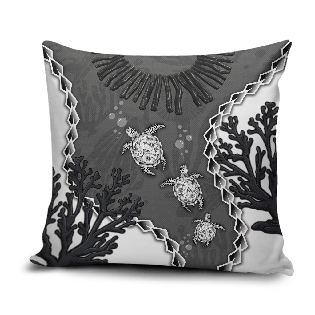 Black Coral Hawaii Pillow Cover Ekaha Ku Moana Honu Sea Turtle LT14 Gray - Polynesian Pride