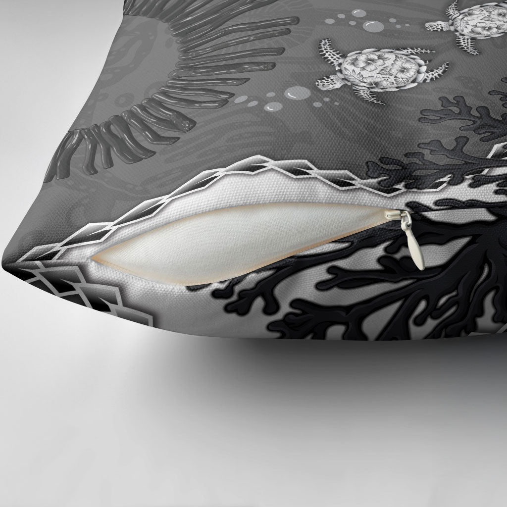 Black Coral Hawaii Pillow Cover Ekaha Ku Moana Honu Sea Turtle LT14 - Polynesian Pride