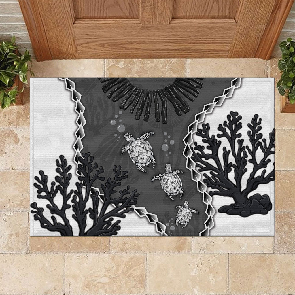 Black Coral Hawaii Rubber Doormat Ekaha Ku Moana Honu Sea Turtle LT14 Gray - Polynesian Pride