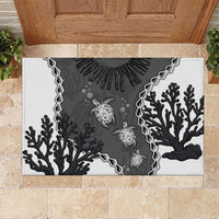 Black Coral Hawaii Rubber Doormat Ekaha Ku Moana Honu Sea Turtle LT14 Gray - Polynesian Pride