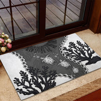 Black Coral Hawaii Rubber Doormat Ekaha Ku Moana Honu Sea Turtle LT14 - Polynesian Pride