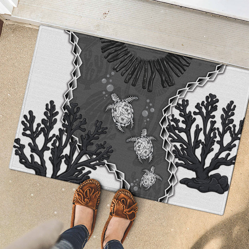 Black Coral Hawaii Rubber Doormat Ekaha Ku Moana Honu Sea Turtle LT14 - Polynesian Pride