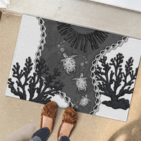 Black Coral Hawaii Rubber Doormat Ekaha Ku Moana Honu Sea Turtle LT14 - Polynesian Pride