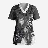 Personalized Black Coral Hawaii Scrub Top Ekaha Ku Moana Honu Sea Turtle LT14 Adult Gray - Polynesian Pride
