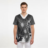 Personalized Black Coral Hawaii Scrub Top Ekaha Ku Moana Honu Sea Turtle LT14 - Polynesian Pride